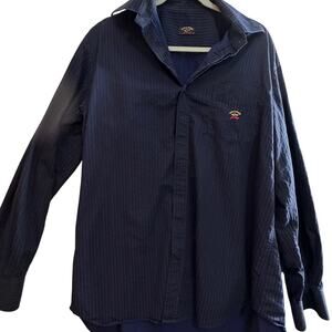 Paul & Shark Yachting Button Shirt Mens XL Blue Striped Long Sleeve Cotton Italy
